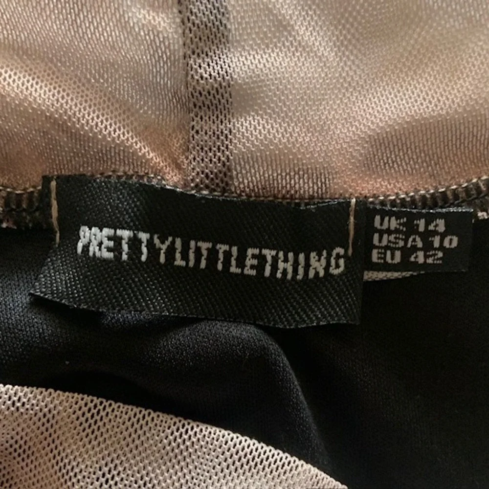PrettyLittleThing Size 10 Mesh Abstract Print  Midi Dress‎ Dark Romance Artsy